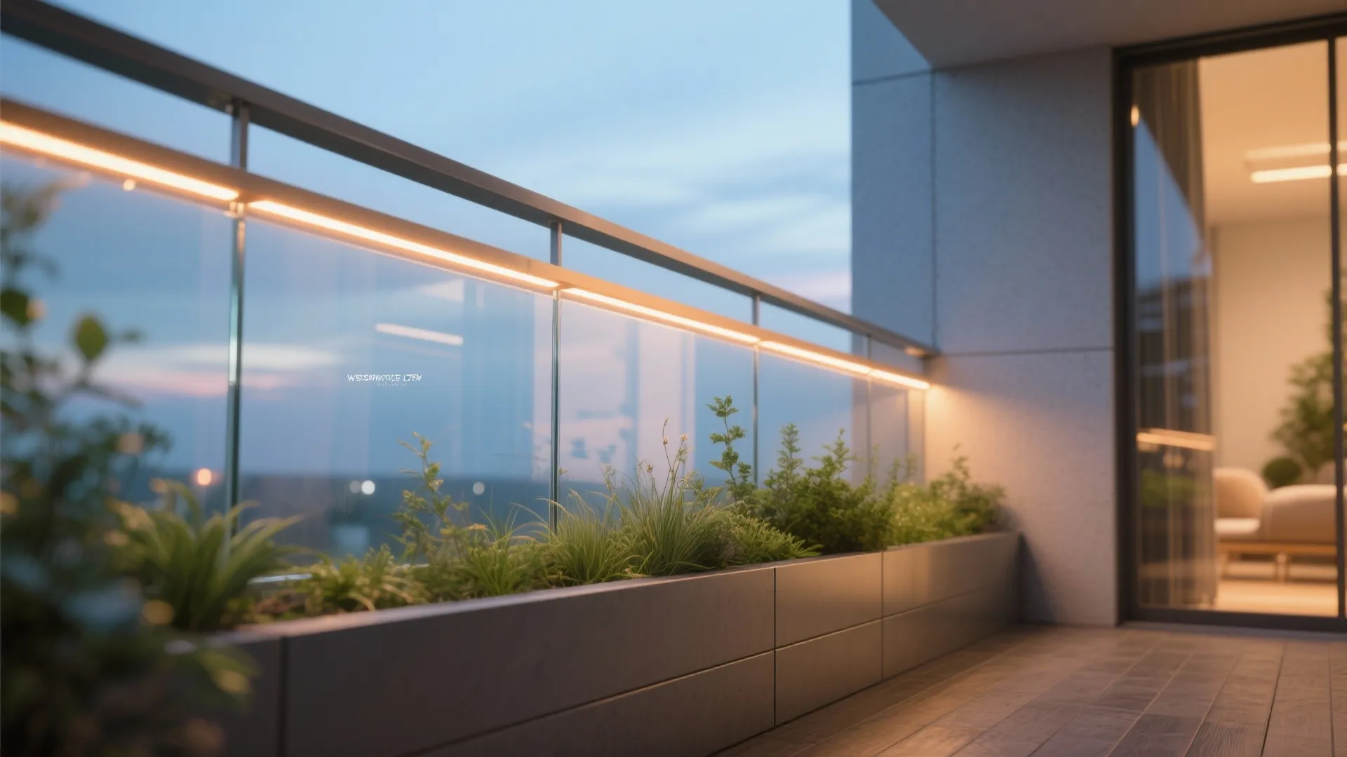 Integrated Lighting and Planter Edges with Glass