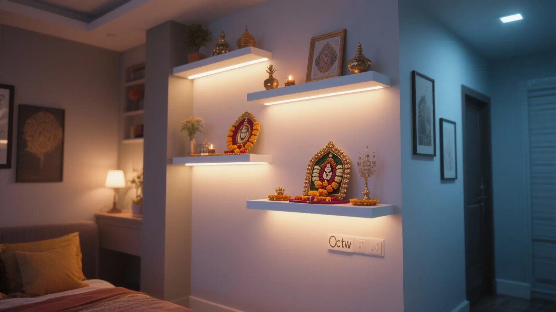 LED Lit Floating Shelves