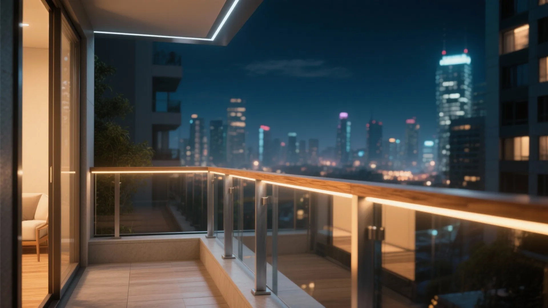 Mixed Materials with Integrated LED Handrails