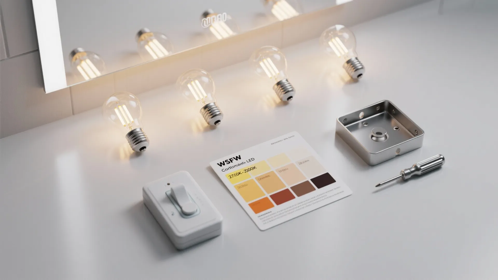 5. Dimmable LEDs in a Four-Bulb Vanity for Ambience