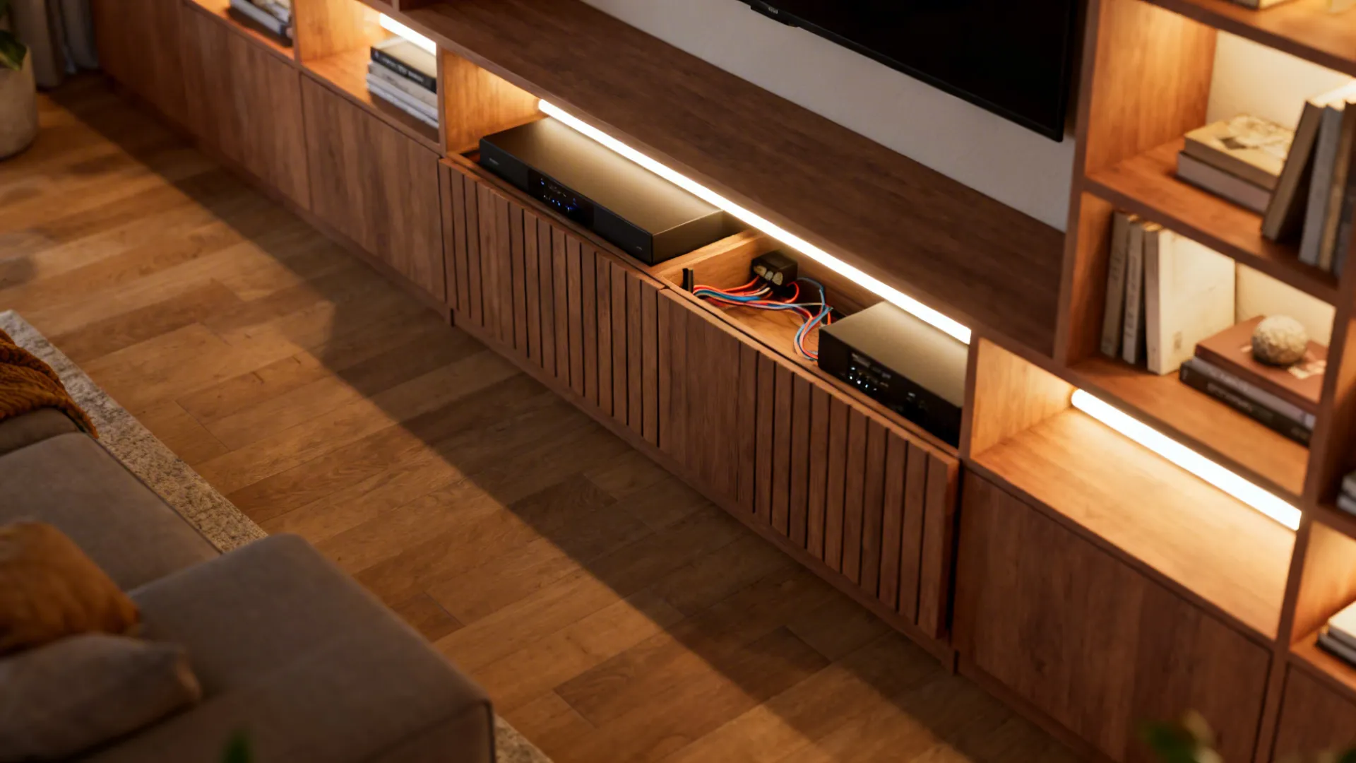 4. Integrated LED Strips for Shelves and Cove Lighting