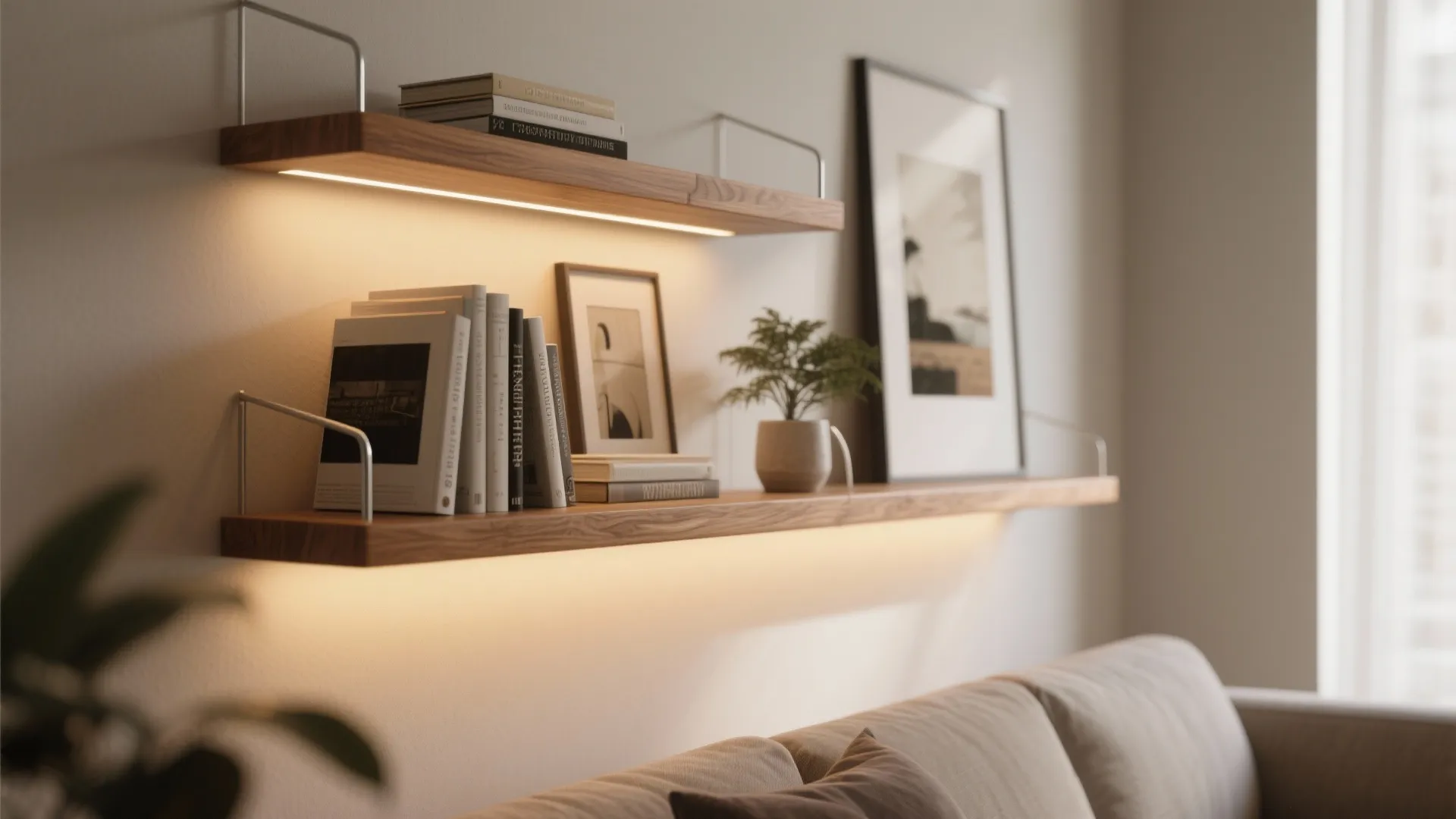 Floating Shelves with Hidden Lighting