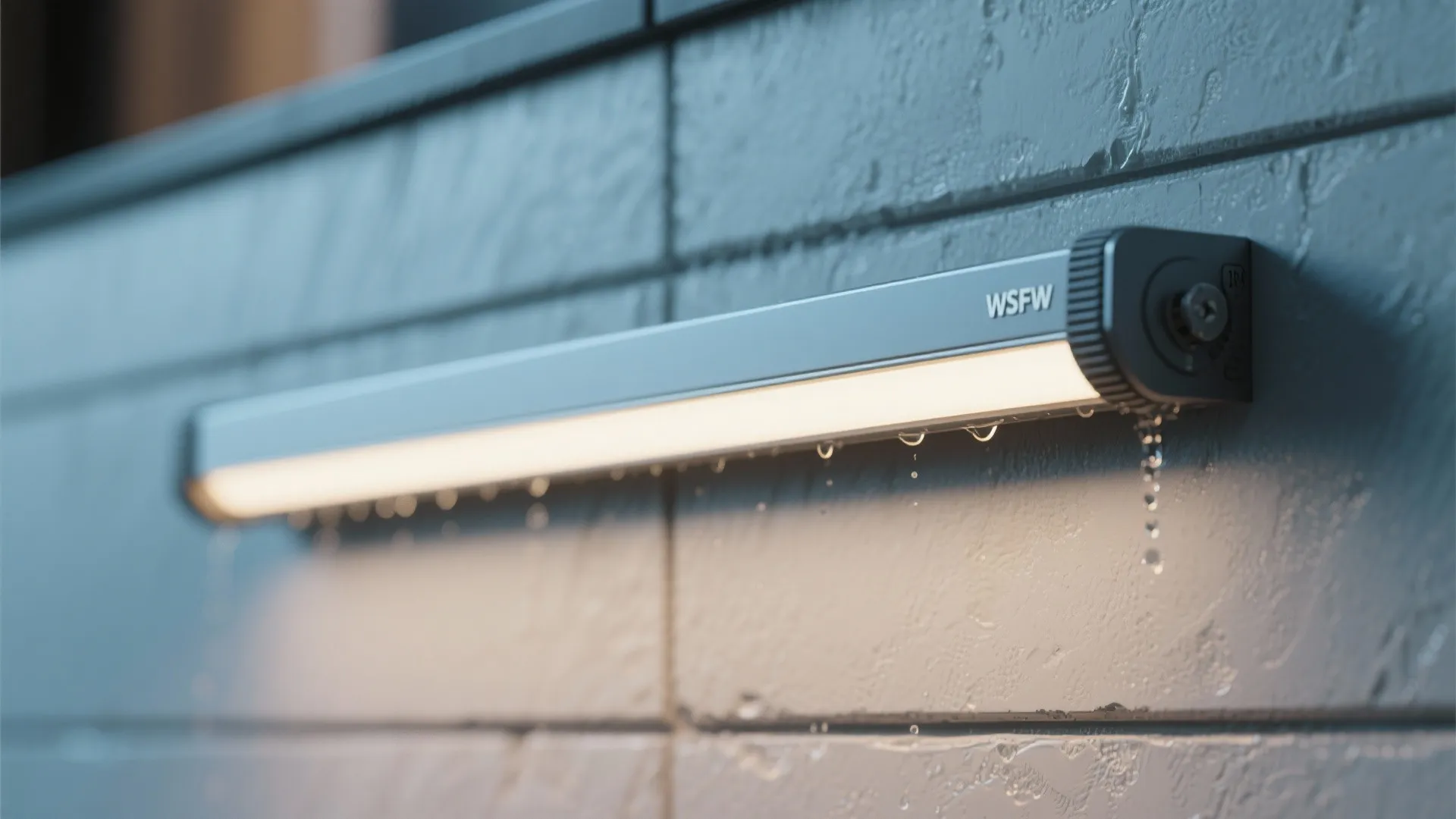 Close-up of a waterproof integrated LED slim bar showing slim profile and weatherproof gasket