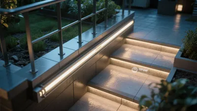 Modern Outdoor Staircase with Integrated LED Lighting