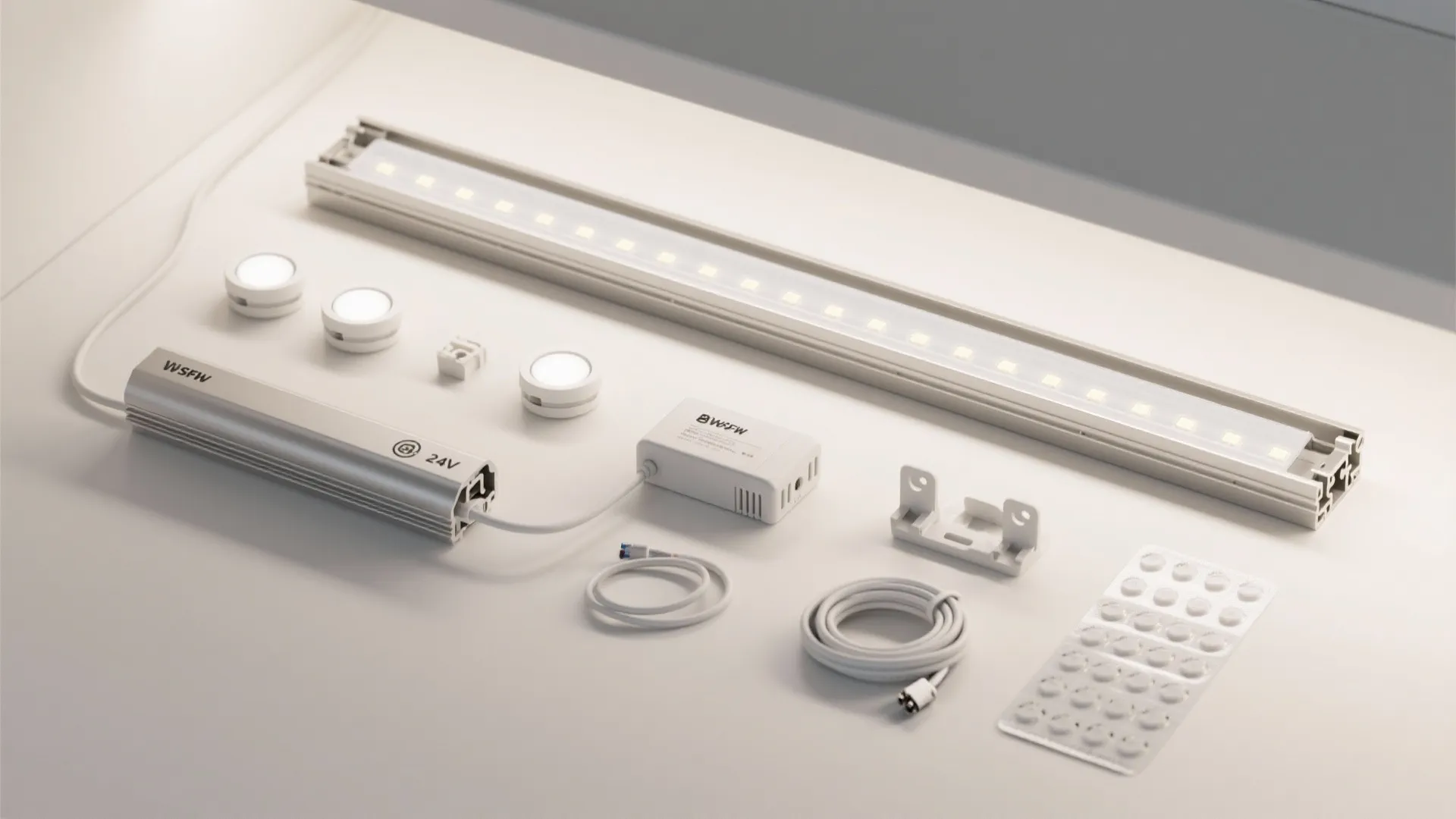 Idea 3: Under-shelf strips and puck lights that disappear