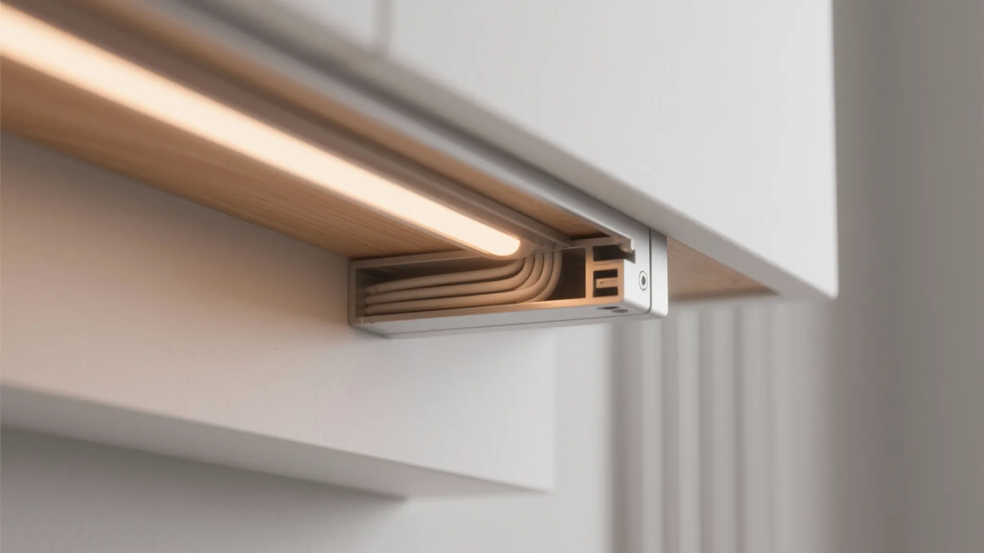 Minimal Floating Shelves with Seamless Cable Management