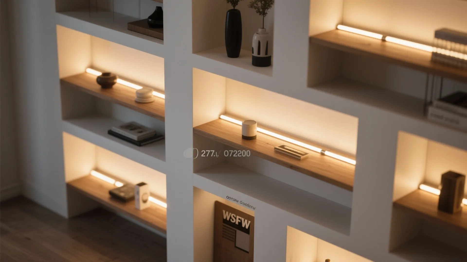 5. White LED strip lighting for shelves and coves