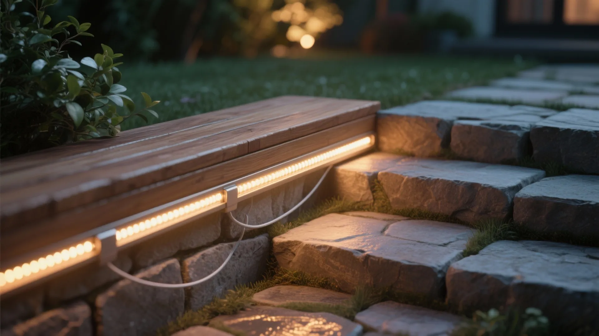2. Use warm LED strips under edges and steps