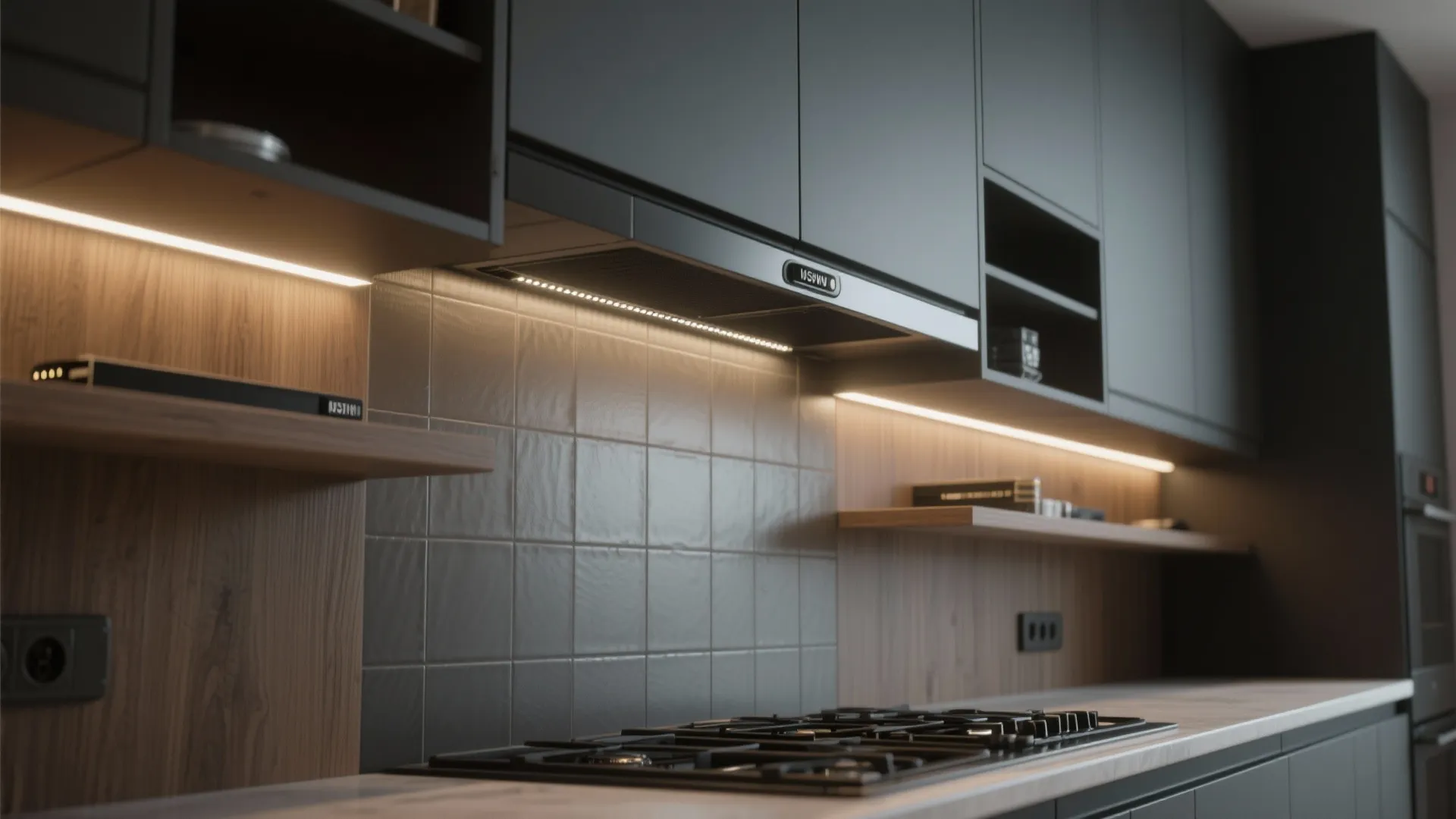 4. Integrated LED black strips for seamless accenting