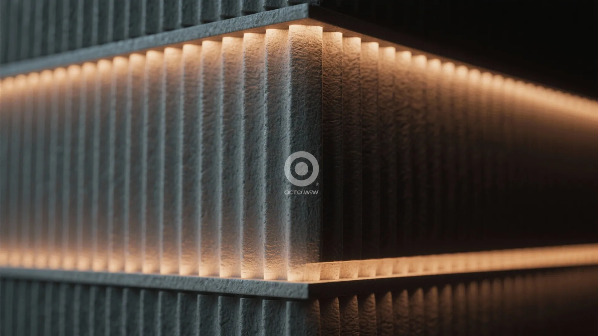 Textured cladding + LED wash for night-time character