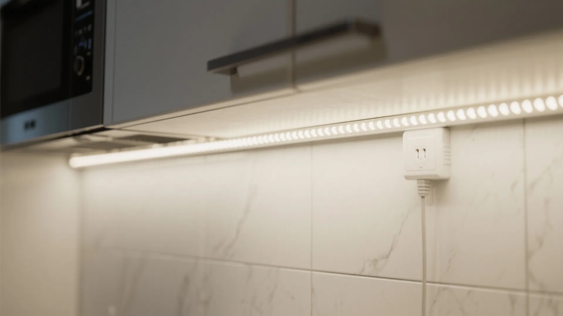 5. Plug-in wall-mounted LED strips for under-cabinet glow