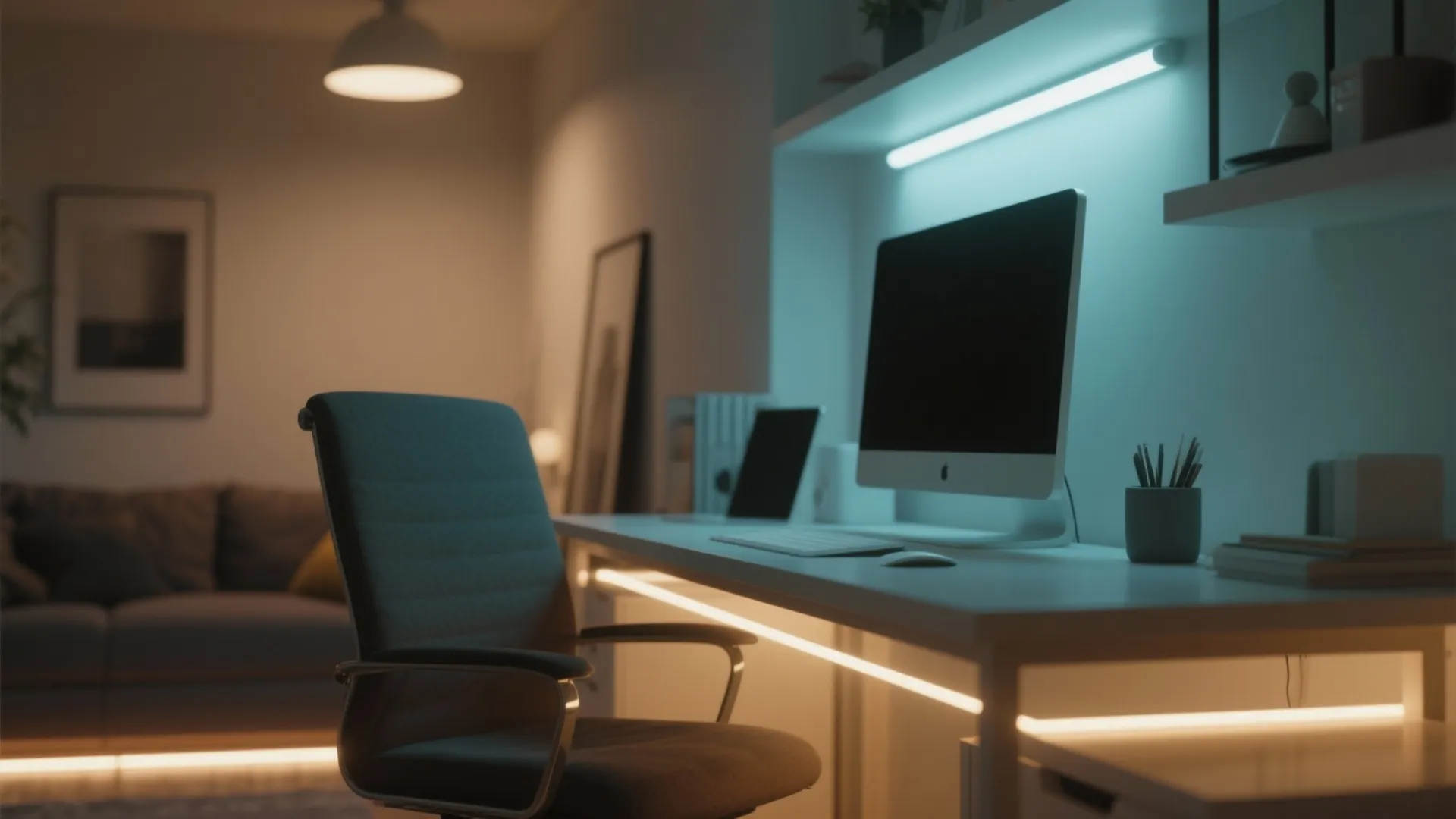 5. LED Light Strips Under the Desk