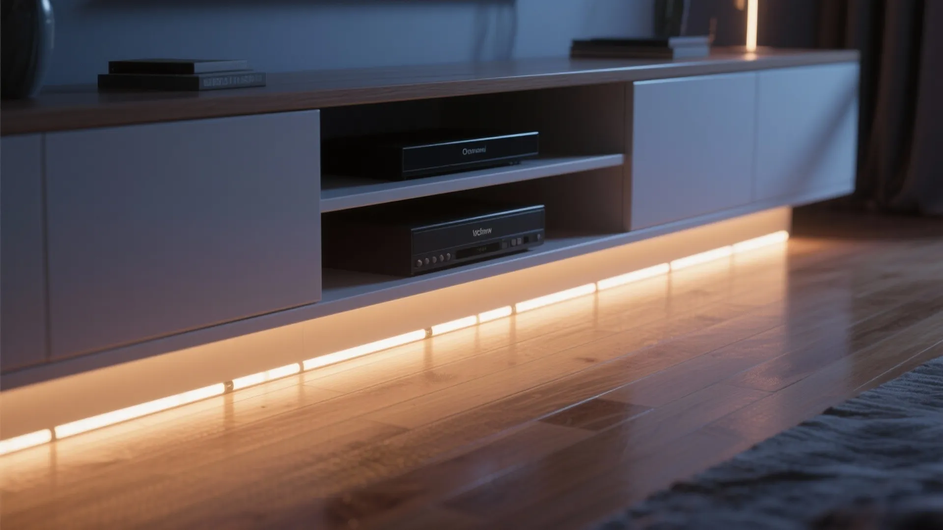 4. LED floor coves and under-shelf lighting