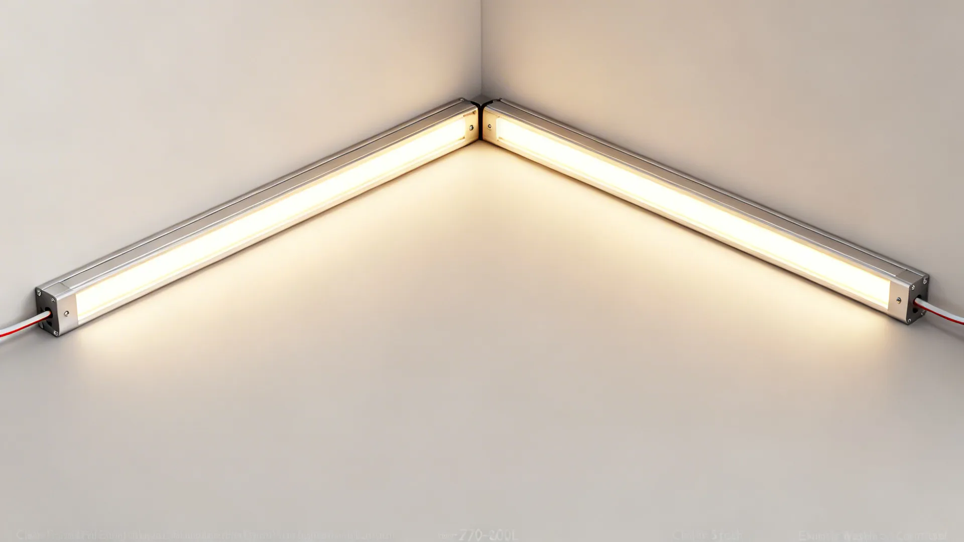 Top-down layout of LED channels, diffusers, and warm strip placement for even uplighting.