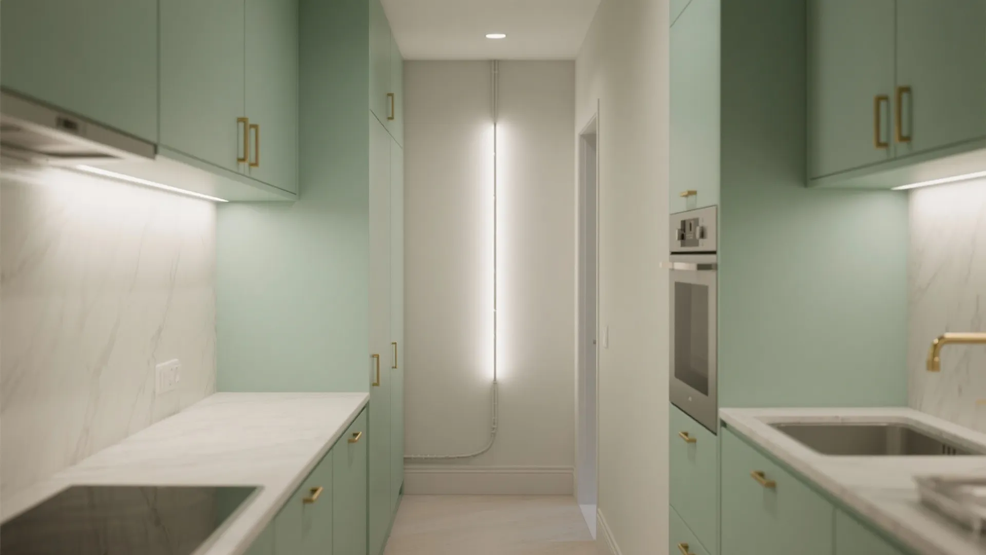 LED wall-wash to stretch narrow kitchens