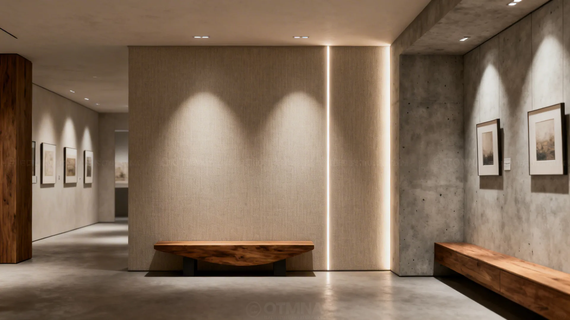 Slim integrated LED wall washer illuminating a textured wall with even, high-CRI light.