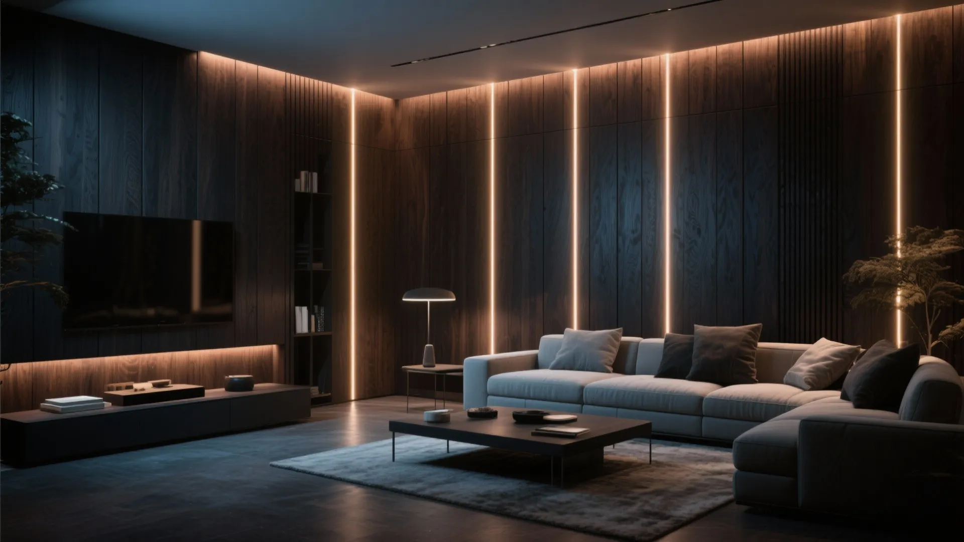 10. Wood Panels with LED Lighting