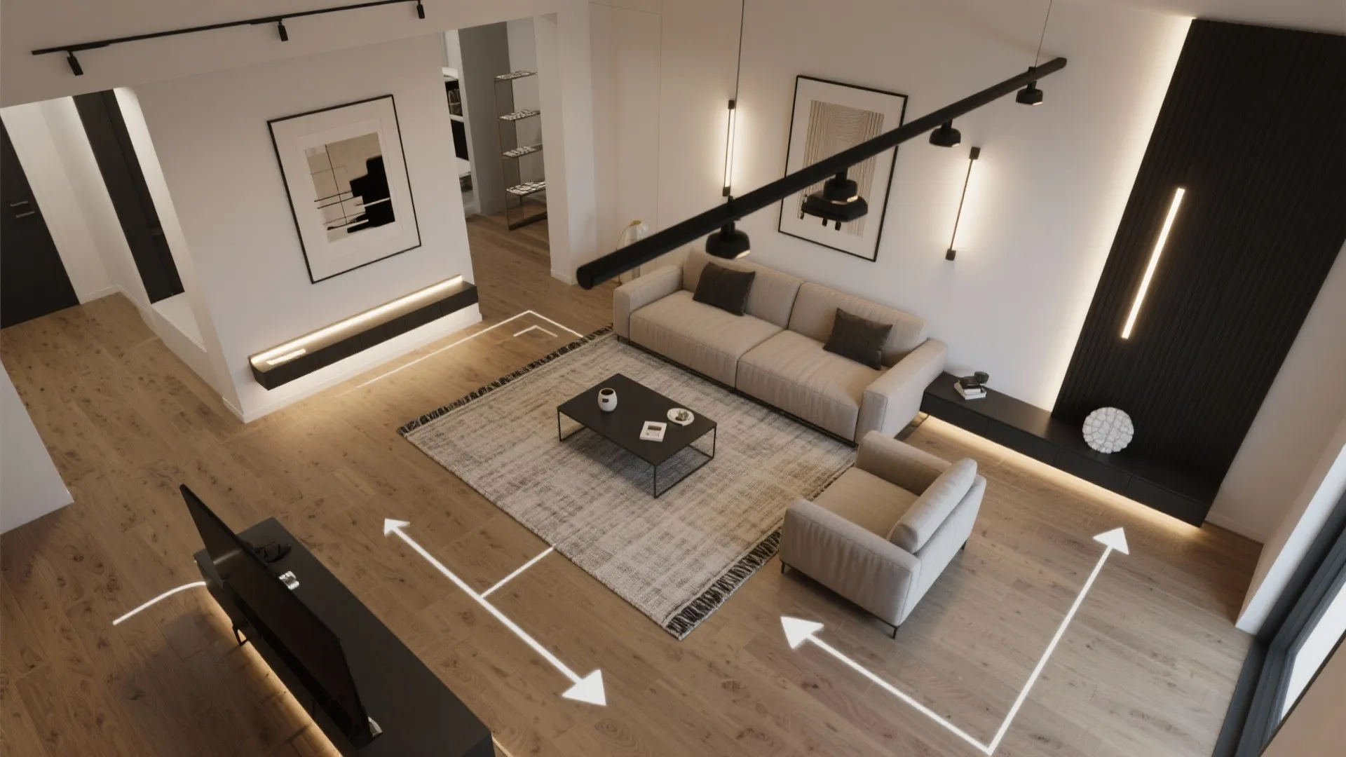 4) Linear LED Bars for Zoning Open Plans