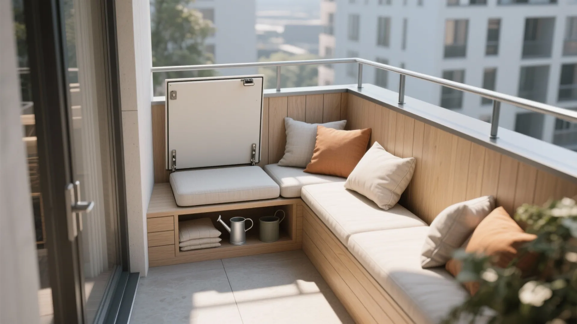 Idea 2: Built-In Ledge Bench with Hidden Storage