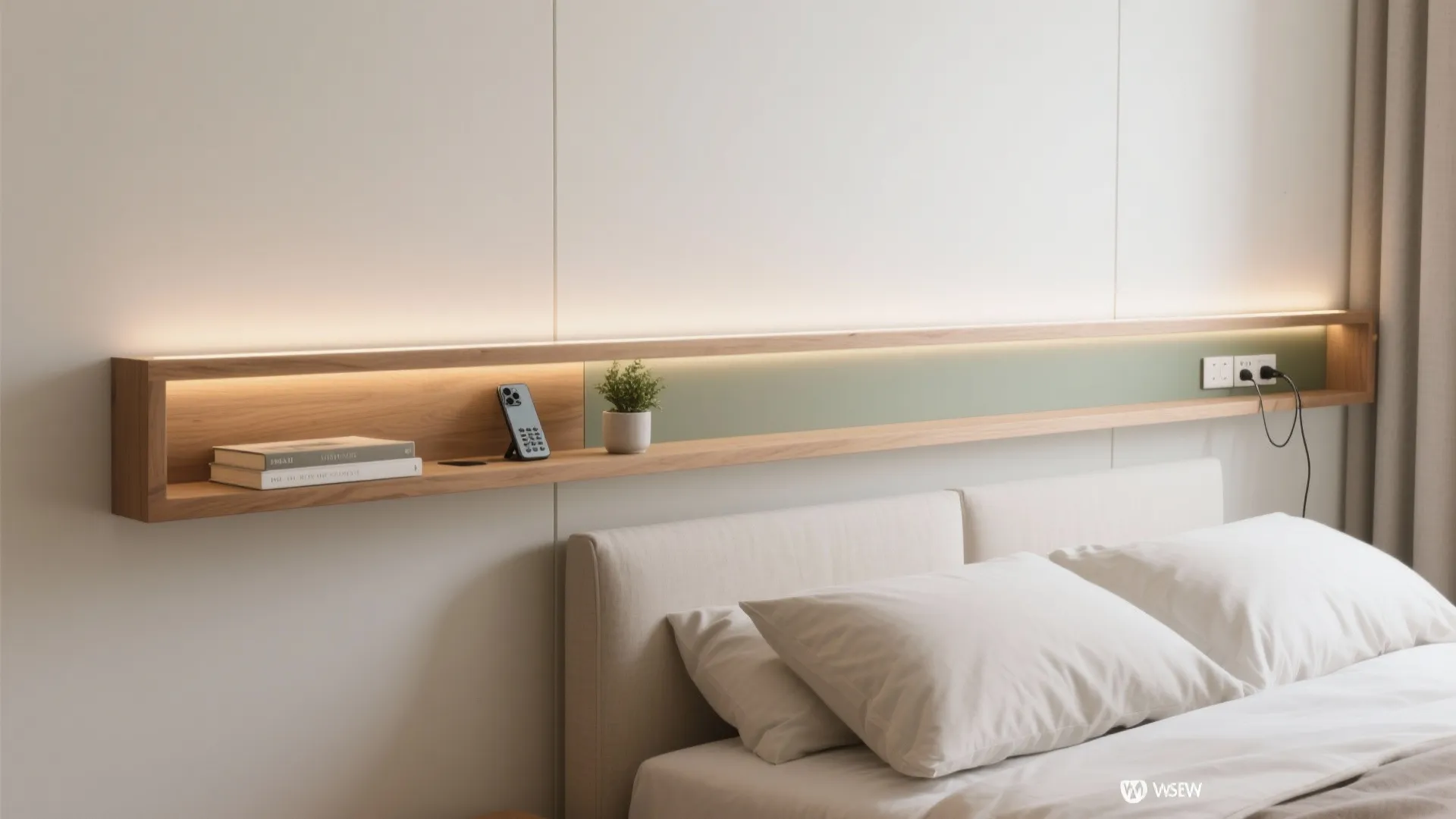 1) Slim Floating Ledge Rack With Hidden Lighting