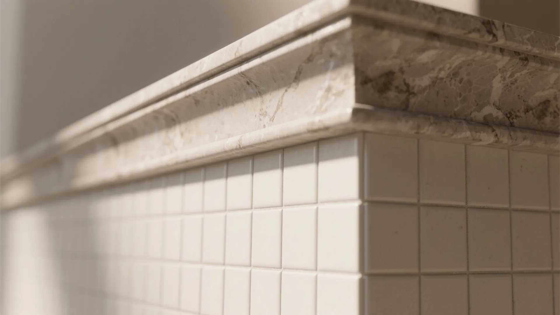 Half-height tile with a slim ledge or cap shelf