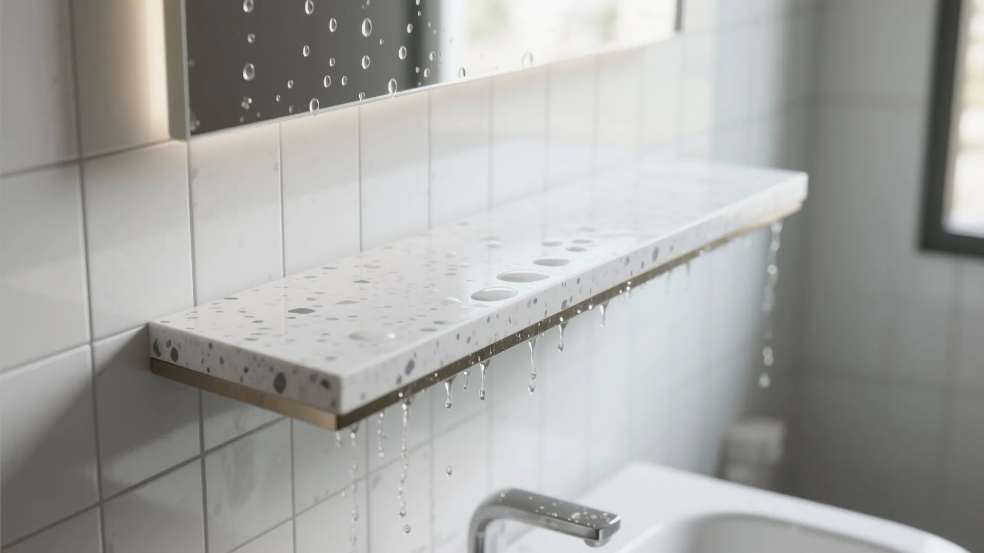 Half-Wall Tile with Integrated Ledge Shelf