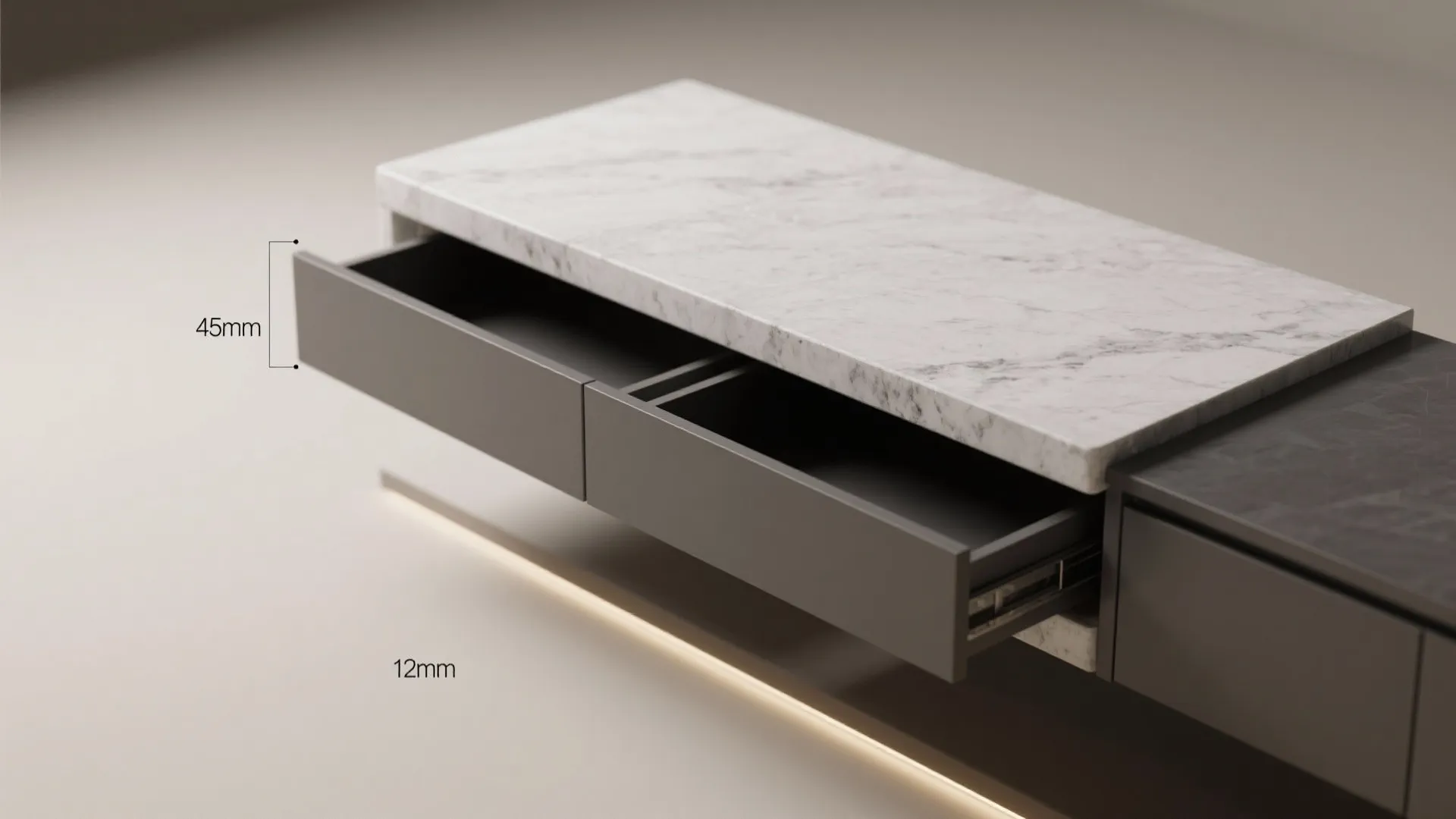 Floating Granite Ledge With Hidden Drawer