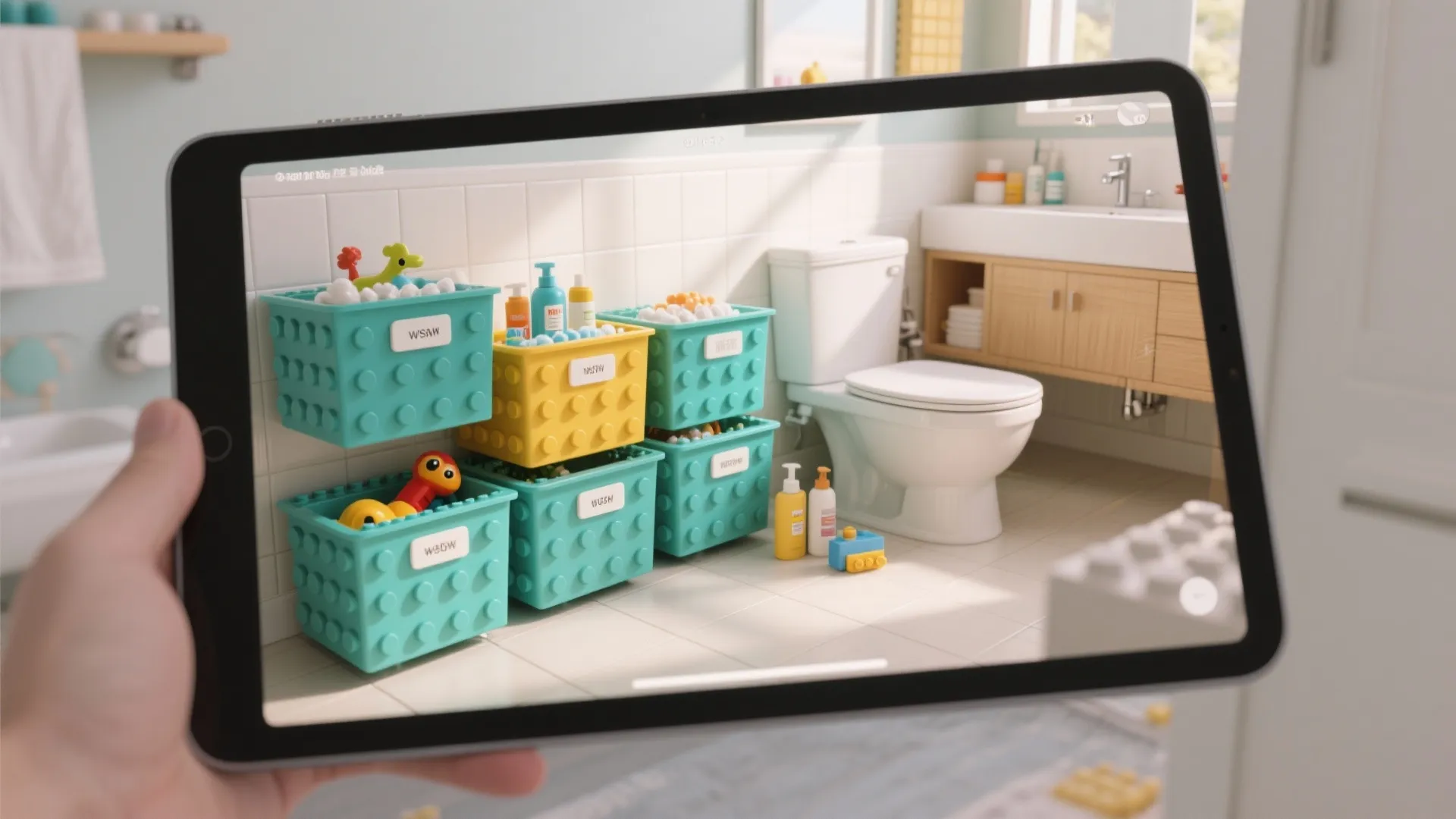 5. Modular storage with Lego-inspired bins
