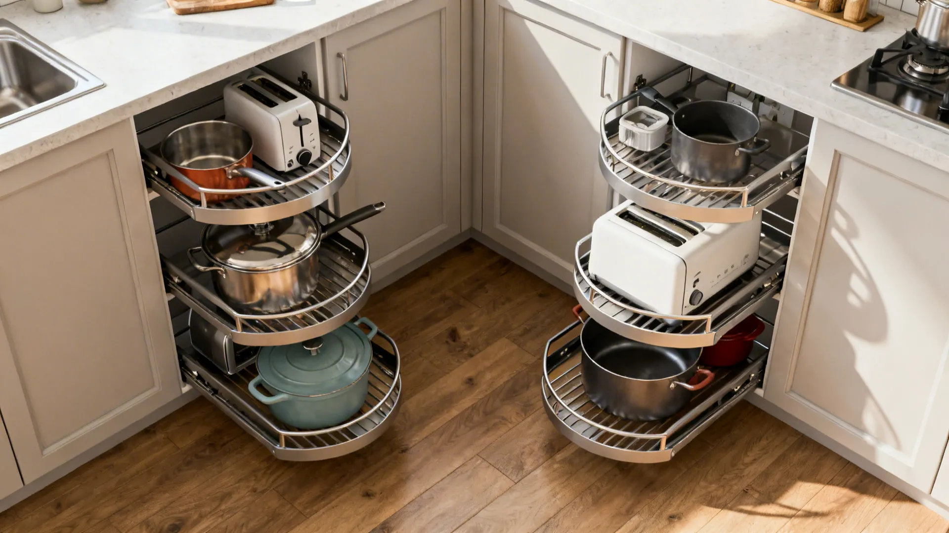 3) Corner Smarts: LeMans Trays or 90° Drawers (Skip the Black Hole)