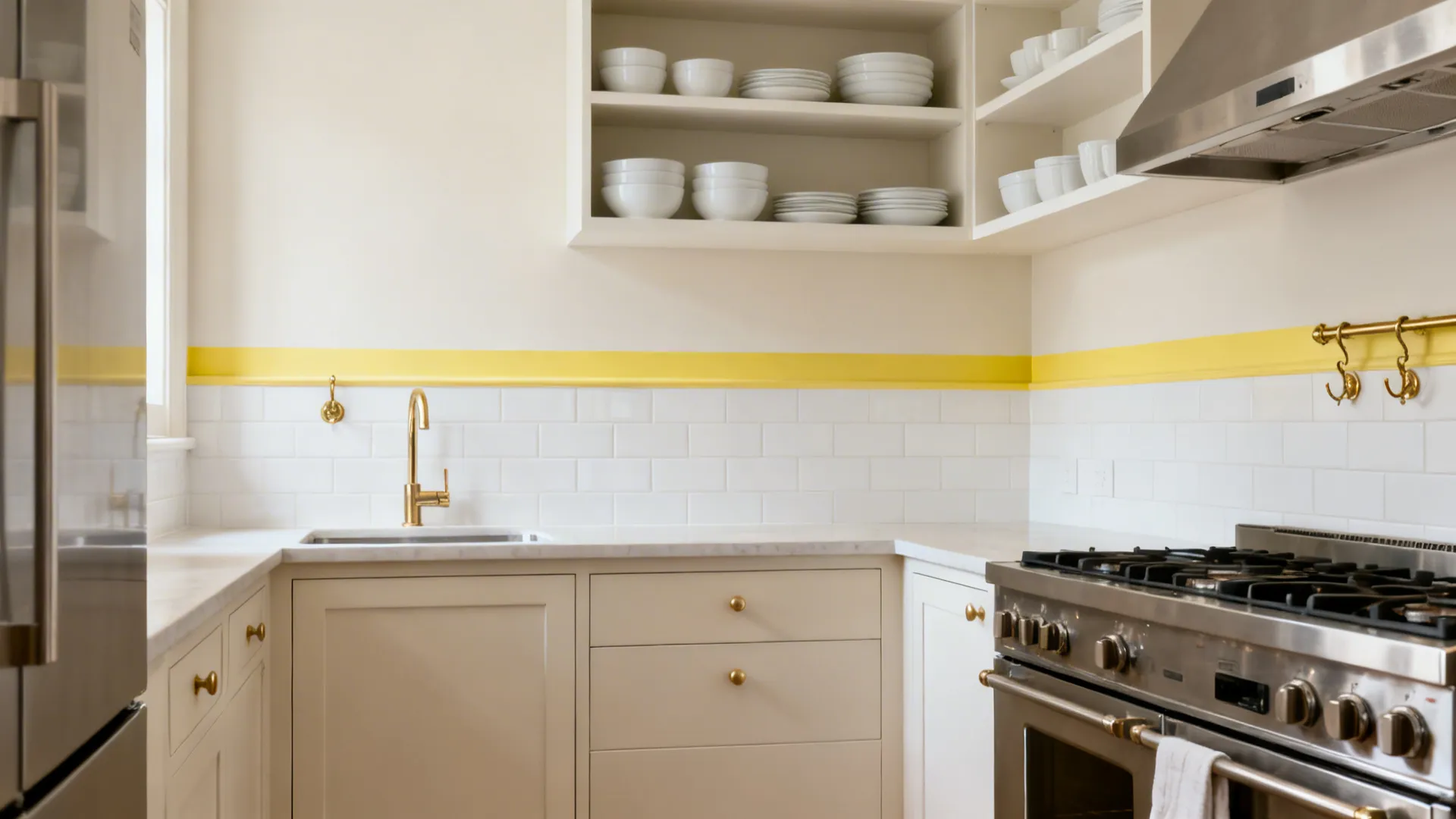 2) Color-Blocked Lemon Walls or Backsplash Accents