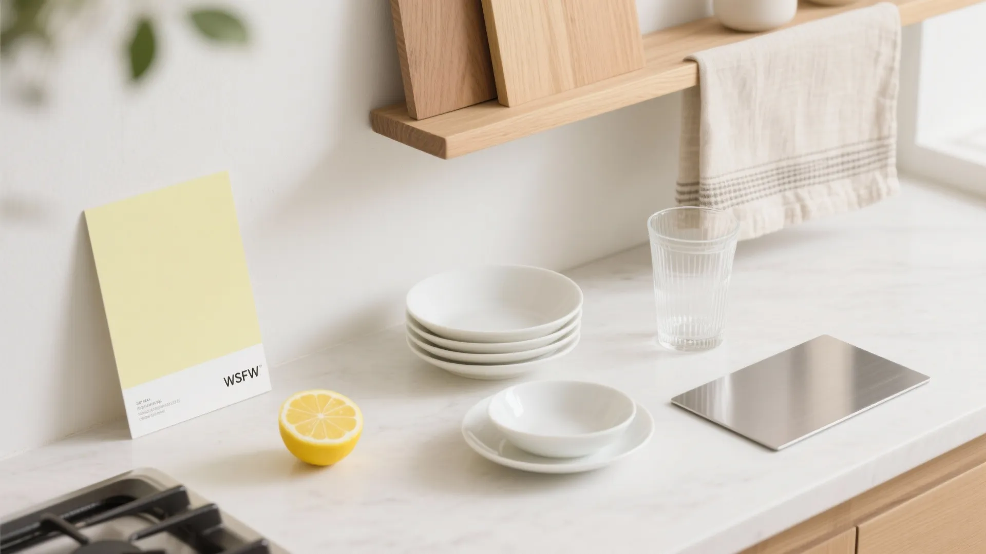 Pastel Lemon Niche + Open Shelves