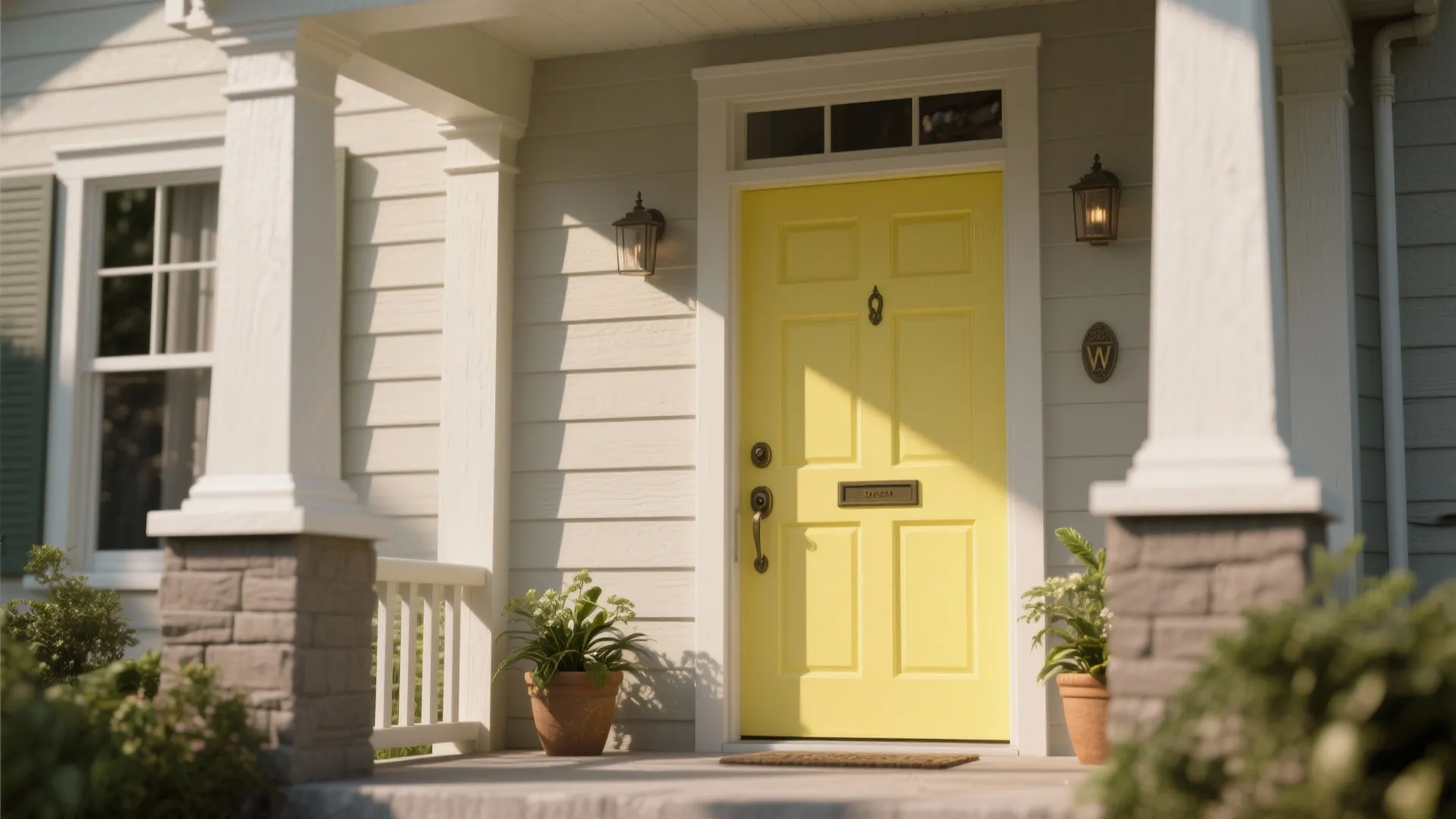 3. Lemon Accent Wall for Front Porches