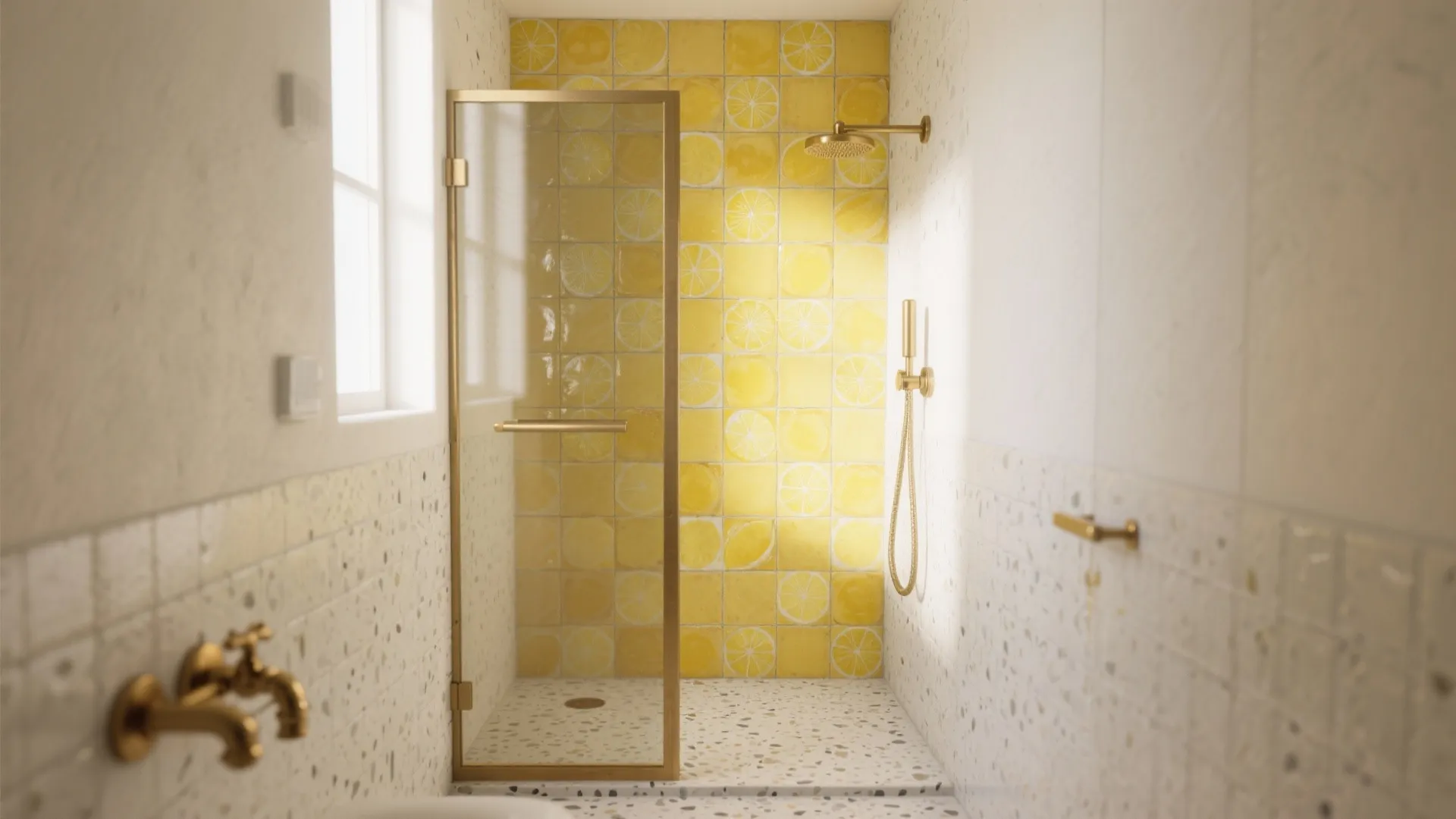 Glossy Lemon Zellige Feature Wall