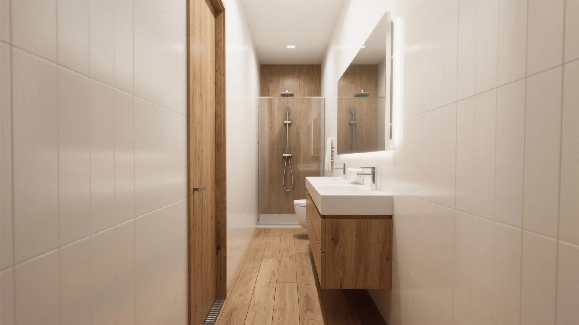 2. Narrow wood-look planks running lengthwise