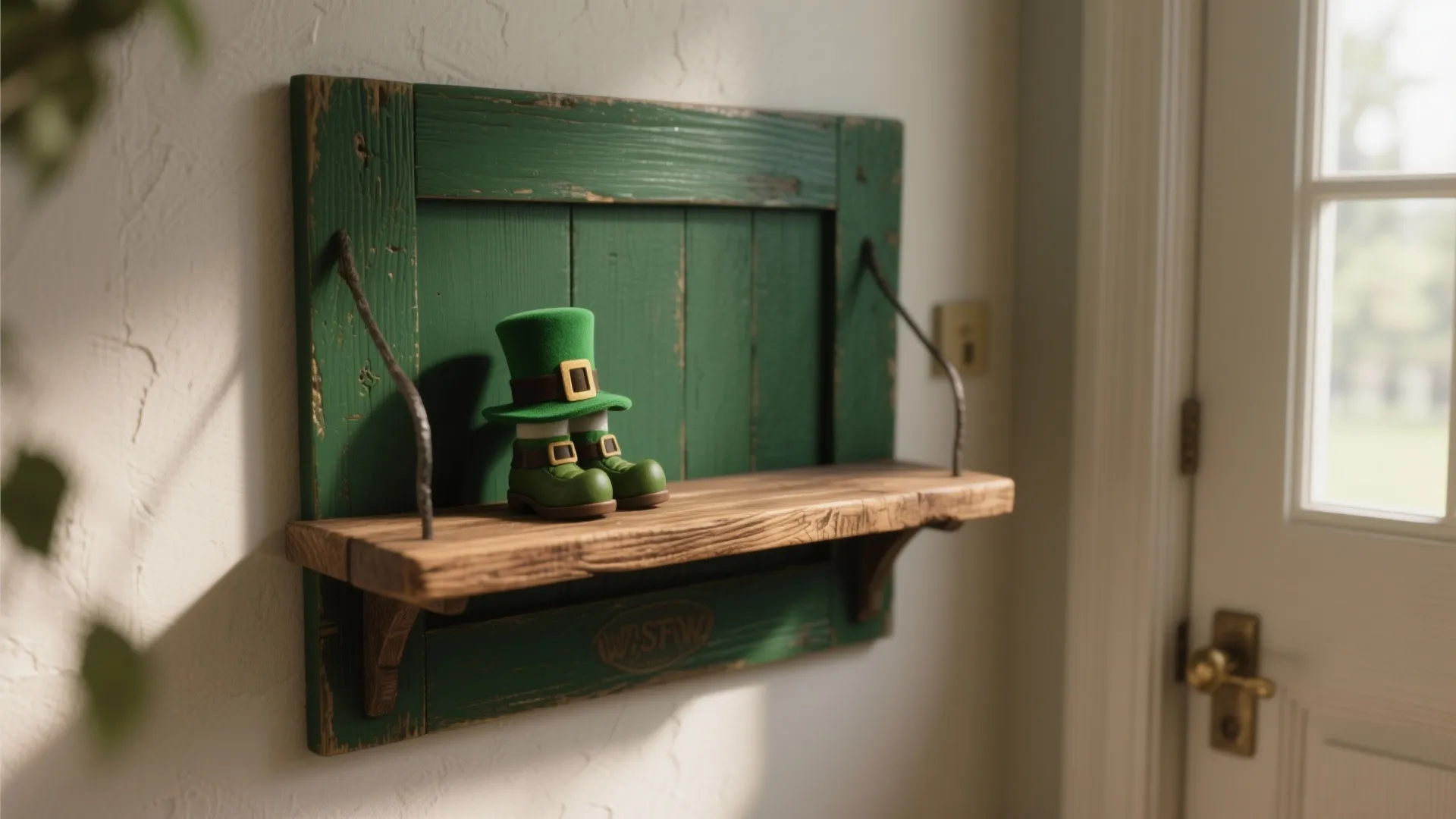 2. Reclaimed Wood Leprechaun Shelf