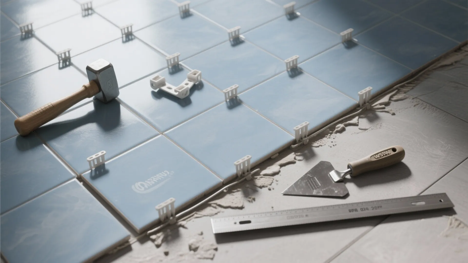 Large-Format Blue-Grey Porcelain for Seamless Walls