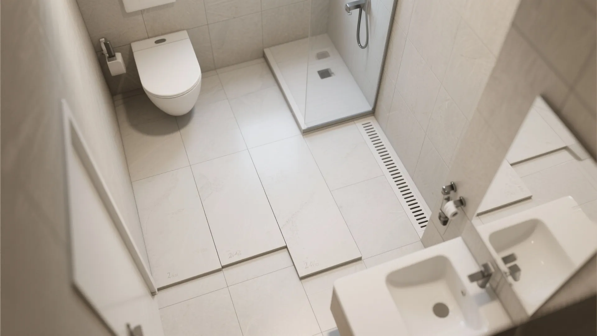 2) Large-format porcelain to minimize grout lines