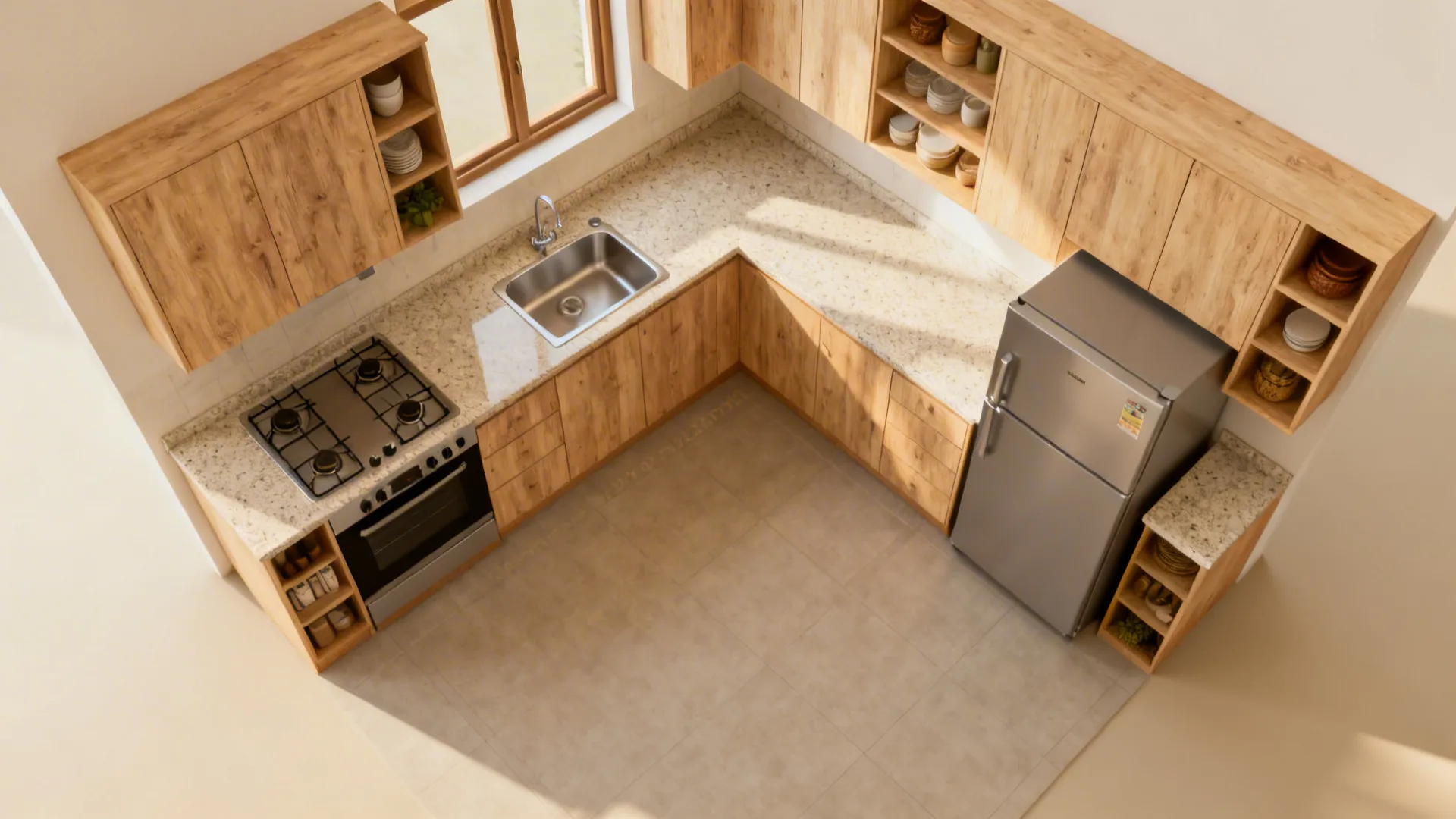 L-Shaped Flow in Tight Rooms: More Counter, Less Chaos