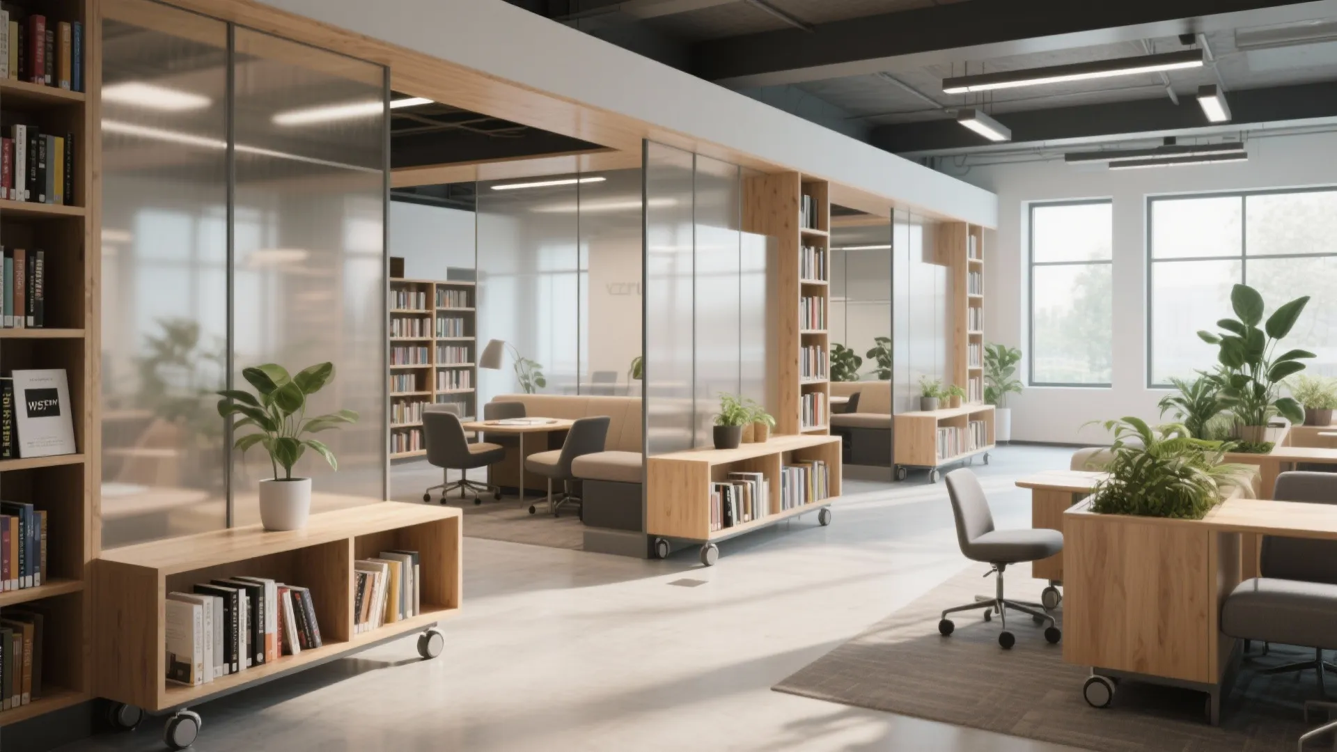 4. “Library” shelving as soft dividers