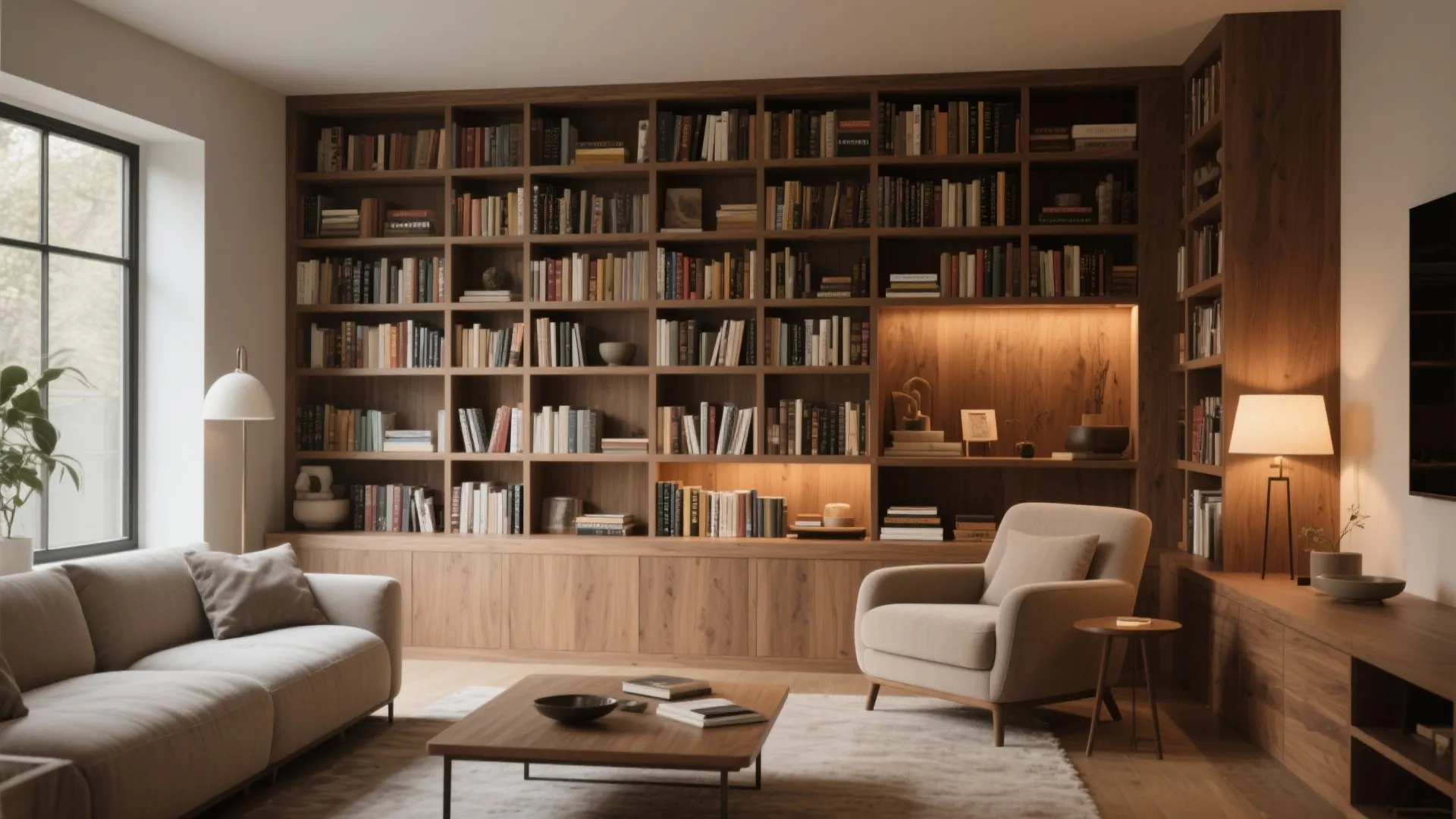 7. Library Wall with Cozy Nook