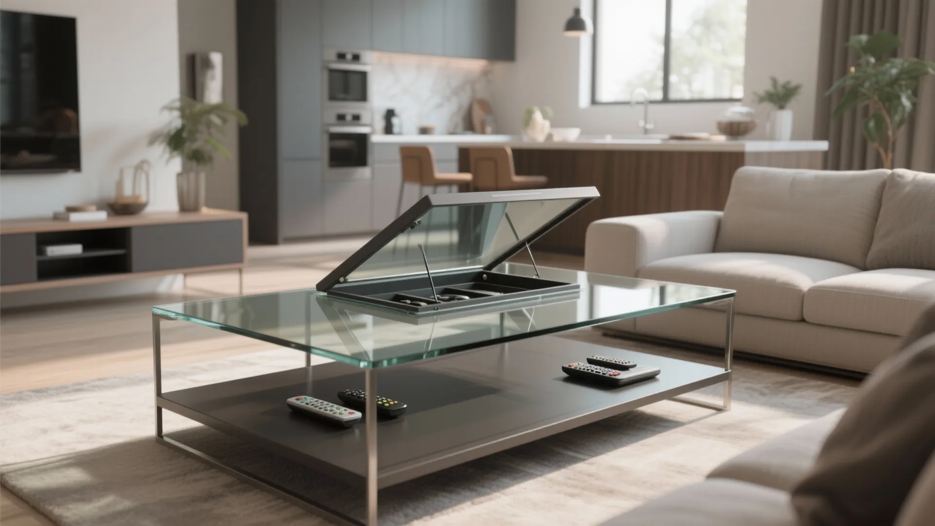5. Lift-top or storage glass table