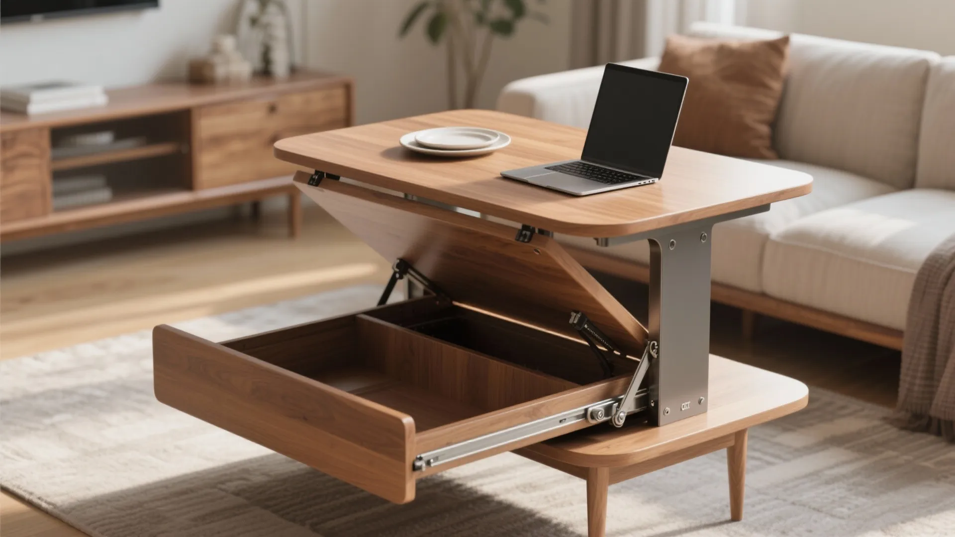 1. Lift-top coffee table: dining, storage, and work in one