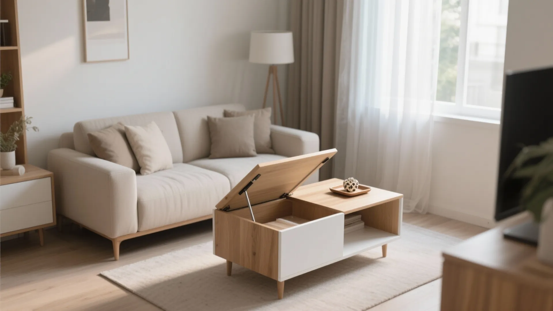 1. Minimalist Lift-Top Coffee Table