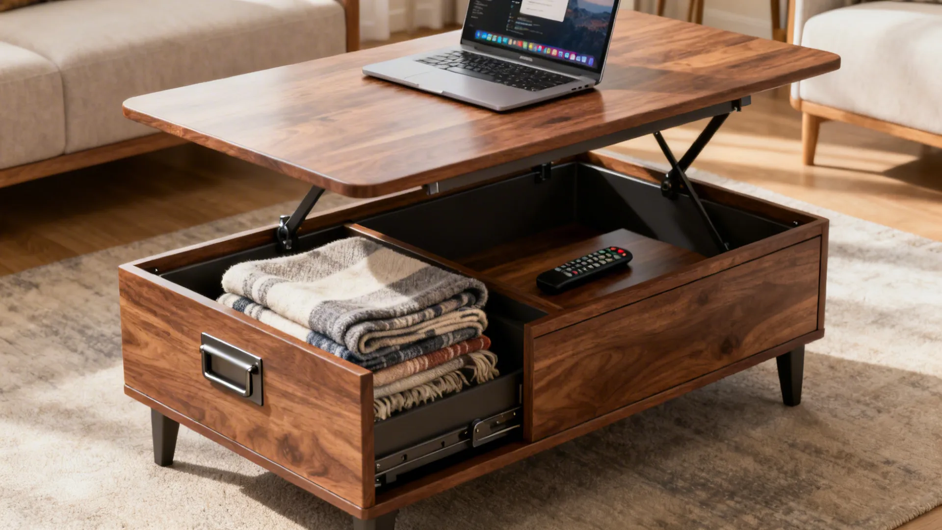 3. Multipurpose Coffee Table with Hidden Storage