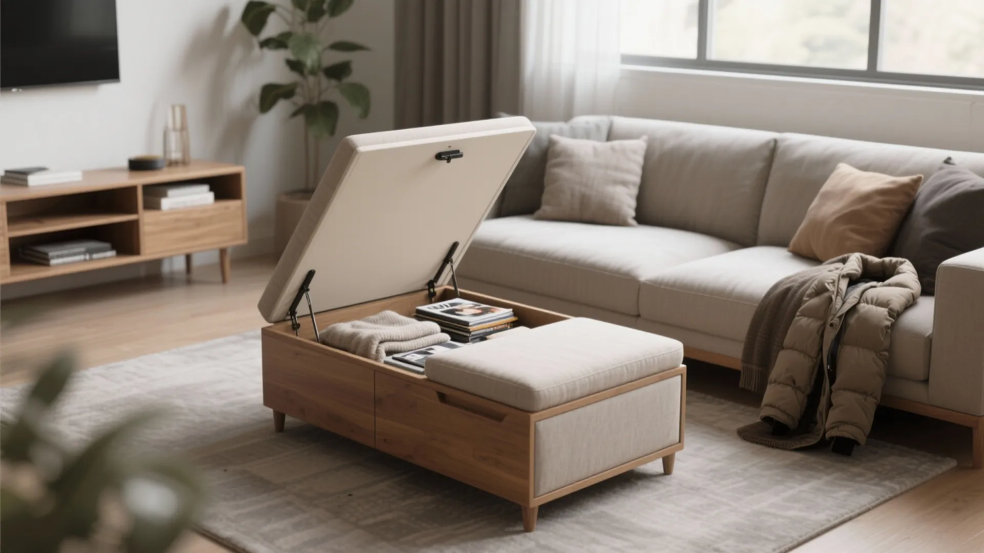 1. Lift-top storage ottoman: the all-in-one keeper
