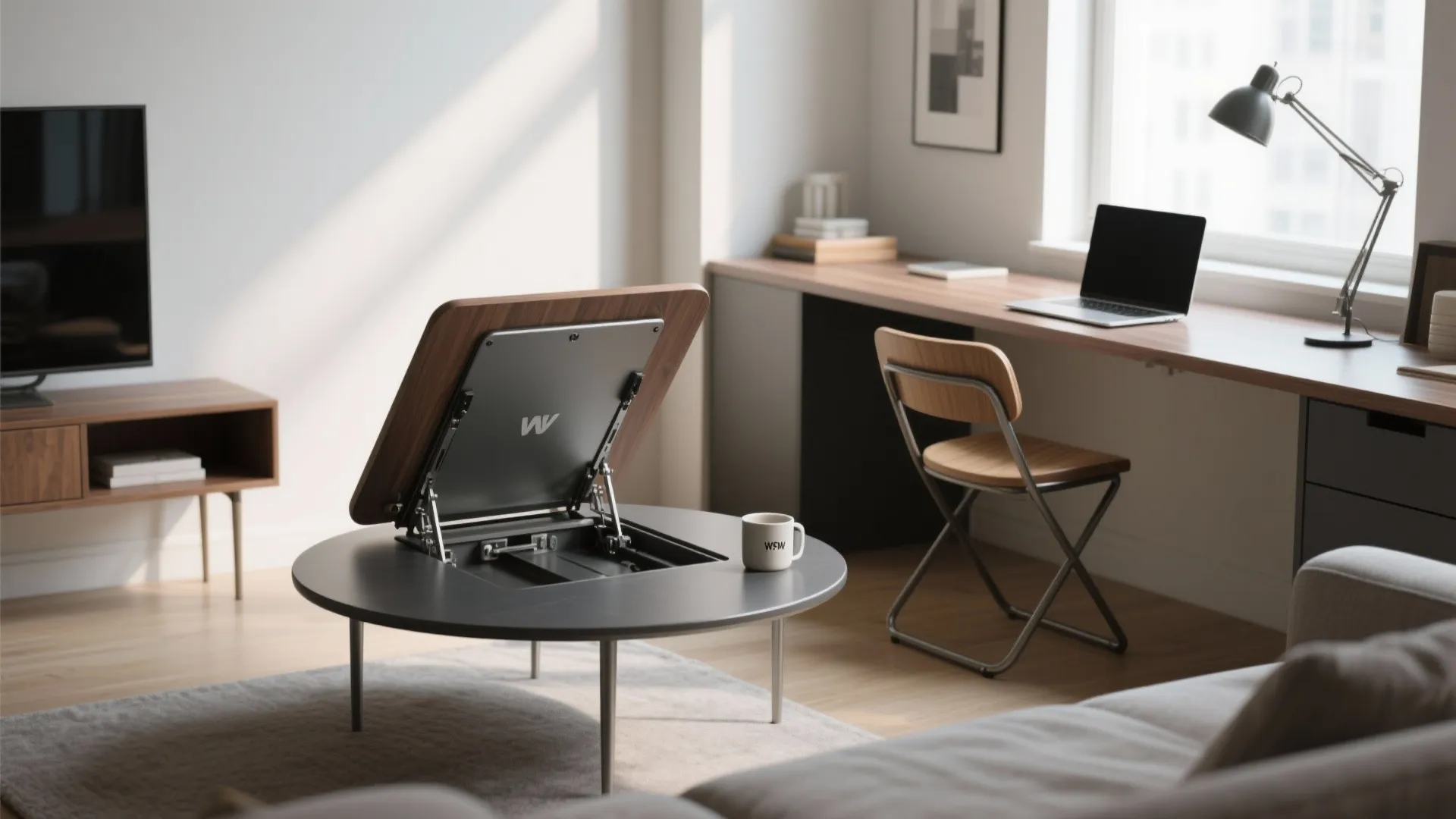 4. Convertible / Lift-Top Round Coffee Table