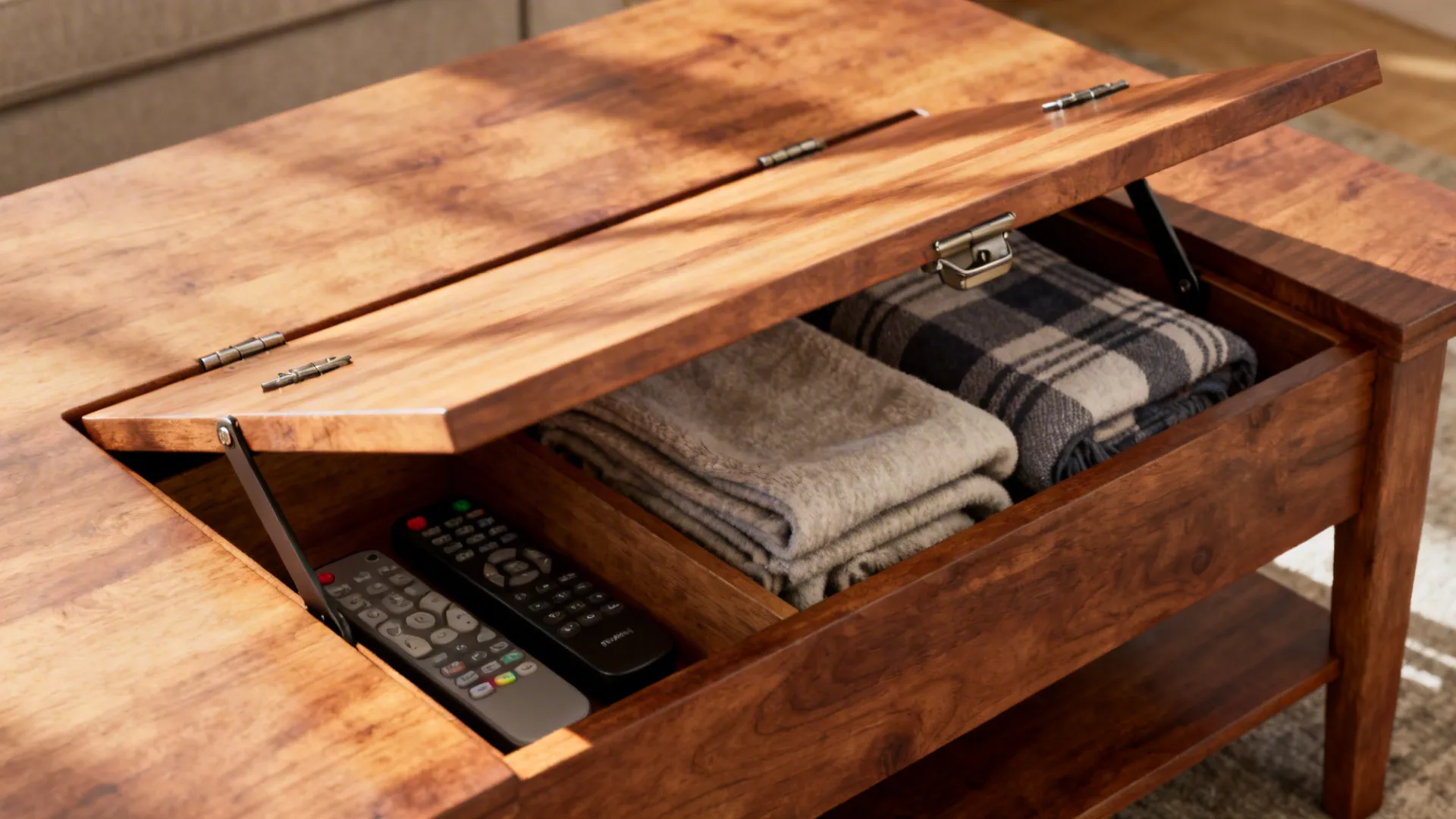 4. Lift-Top Wood Coffee Table with Hidden Storage