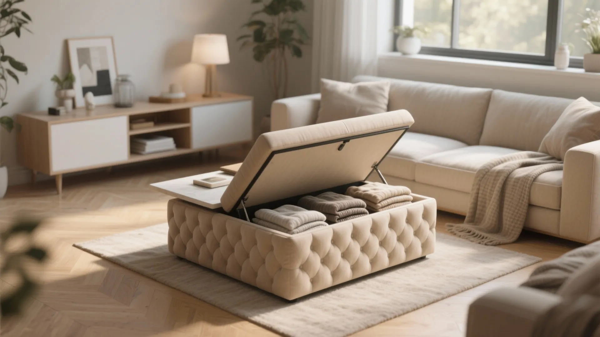 1. Storage Ottoman with a Lift-Top