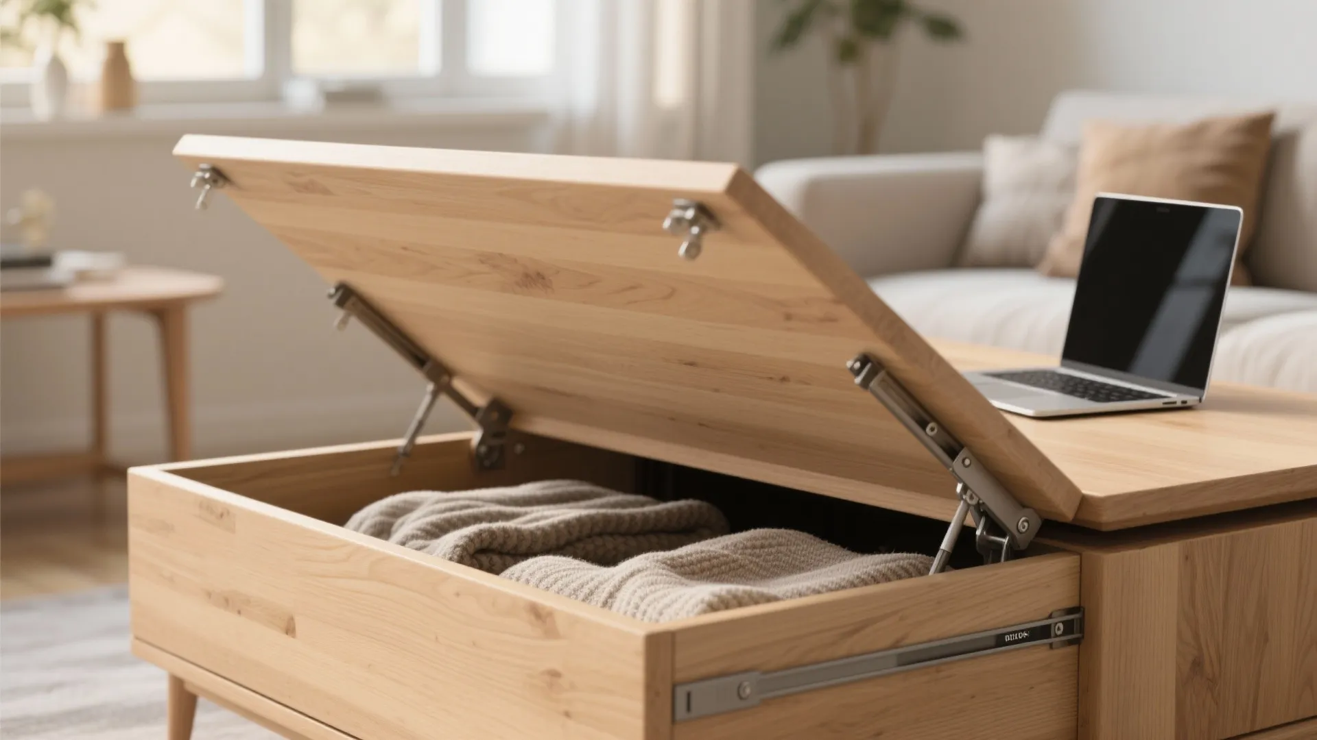2. Lift-Top Coffee Table with Hidden Storage