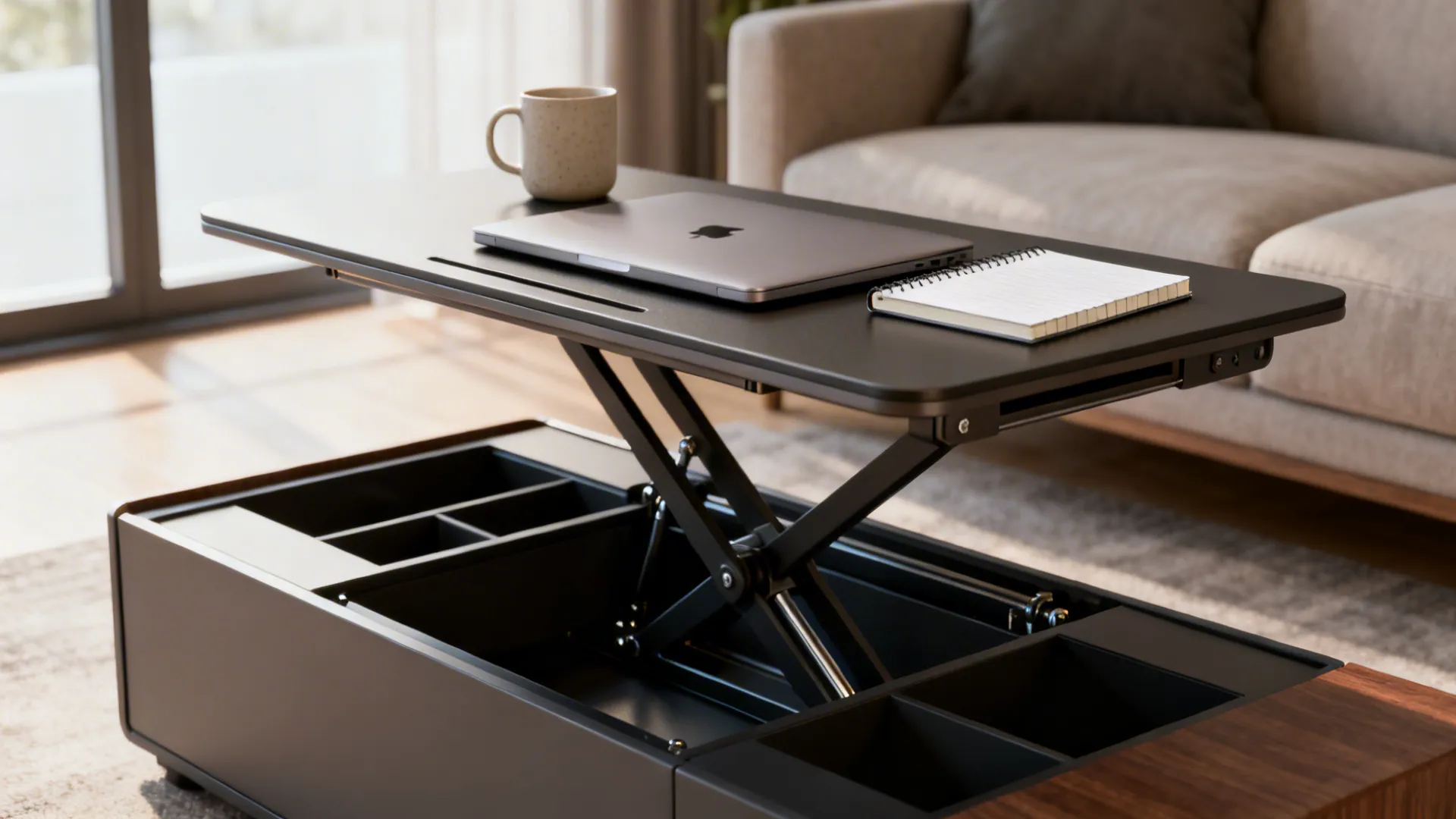 2. Lift-Top Coffee Table for Dual Function